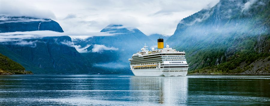 Cruise ship in a sheltered fjord